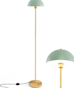 Lampe sur Pied H.165CM avec Interrupteur au Pied,Base Lestée et Abat-jour Vert,Douille E27,Max. 60 W,Ampoule Non Incluse