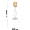 Lampe sur pied trépied en aluminium avec abat-jour en bambou et diffuseur avec plateau pour salon chambre E27