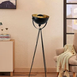 Lampe sur pied trépied en aluminium vintage industriel avec projecteur orientable rétro idéale pour le salon ou le studio douille