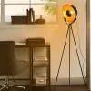Lampe sur pied vintage avec trépied Bremen  Style industriel nordique avec abat-jour métallique doré et noir