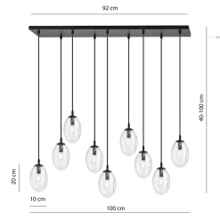 Lampe suspendue ASTRAL 9 BL TRANSPARENT, Emibig Lighting, Fabriqué en EU