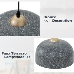 Lampe Suspendue avec Abat jour Lustre Plafonnier avec Corde de Suspension Réglable Douille E27 Gris