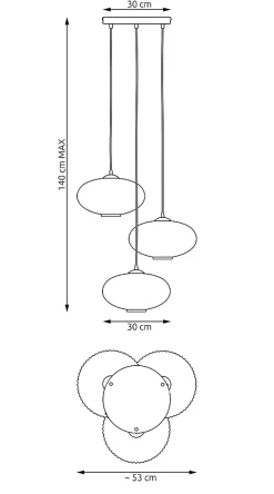 Lampe suspendue COCO 3 BL PREM GRAFIT , Emibig Lighting, Fabriqué en EU