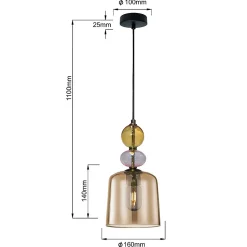 Lampe suspendue de plafond ambrée Light Prestige Tropea 1 x E27 1 pc.