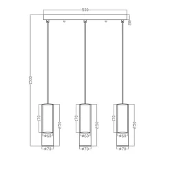 Lampe suspendue de plafond blanche Light Prestige Manacor 3 x GU10 1 pc.