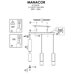 Lampe suspendue de plafond blanche Light Prestige Manacor 3 x GU10 1 pc.