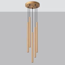 Lampe suspendue en acier 5 ampoules 4000K - 25x25x110cm Sollux