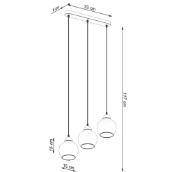 Lampe suspendue en acier 3 ampoules 4000K - 45x15x117cm Sollux
