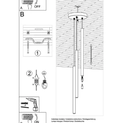 Lampe suspendue en acier 3 lampes 20x20x115cm Sollux