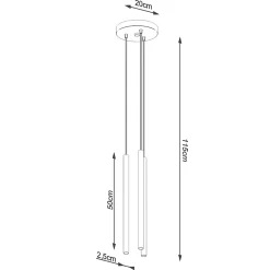 Lampe suspendue en acier 3 lampes 20x20x115cm Sollux