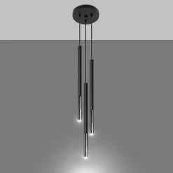 Lampe suspendue en acier 3 lampes 20x20x90cm Sollux