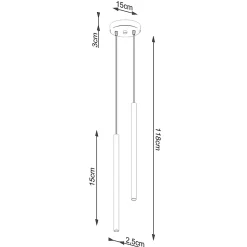 Lampe suspendue en acier 2 lampes 15x15x118cm Sollux