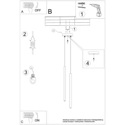 Lampe suspendue en acier 2 lampes 15x15x118cm Sollux