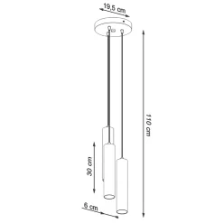 Lampe suspendue en acier 3 ampoules 4000K - 20x20x110cm Sollux