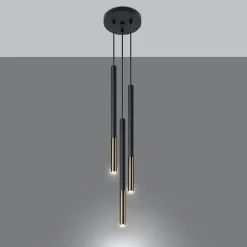 Lampe suspendue en acier 3 lampes 20x20x90cm Sollux