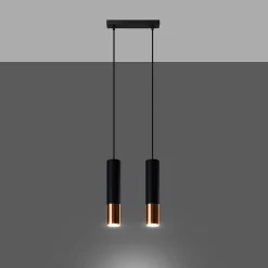 Lampe suspendue en acier 2 ampoules 4000K - 30x6x90cm Sollux