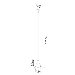 Lampe suspendue en acier 1 lampes 14x14x120cm Sollux