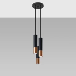 Lampe suspendue en acier 3 ampoules 3000K - 20x20x90cm Sollux