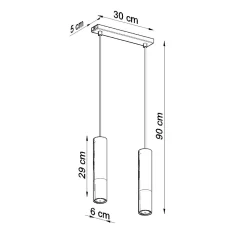 Lampe suspendue en acier 2 ampoules 3000K - 30x6x90cm Sollux