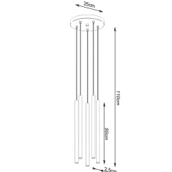 Lampe suspendue en acier 5 ampoules 3000K - 25x25x110cm Sollux