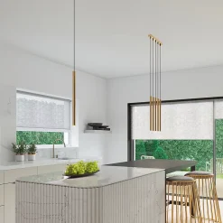 Lampe suspendue en acier 5 ampoules 3000K - 25x25x110cm Sollux