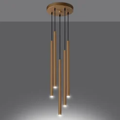 Lampe suspendue en acier 5 ampoules 3000K - 25x25x110cm Sollux