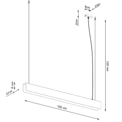 Lampe suspendue en acier 1 lampes 100x8x120cm Sollux