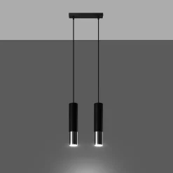 Lampe suspendue en acier 2 ampoules 3000K - 30x6x90cm Sollux