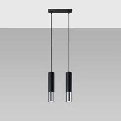 Lampe suspendue en acier 2 ampoules 3000K - 30x6x90cm Sollux