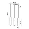 Lampe suspendue en acier/bois 3 lampes 45x6x90cm Sollux