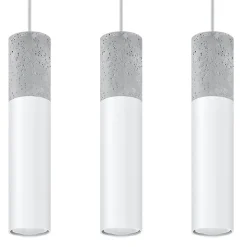 Lampe suspendue en acier/béton 3 lampes 45x6x90cm Sollux