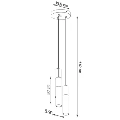 Lampe suspendue en acier/béton 3 lampes 20x20x110cm Sollux