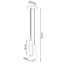 Lampe suspendue en acier/béton 3 lampes 20x20x110cm Sollux