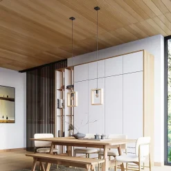 Lampe suspendue en acier/bois 1 ampoule 4000K - 24x8x133cm Sollux