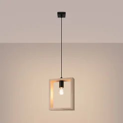 Lampe suspendue en acier/bois 1 ampoule 4000K - 24x8x133cm Sollux