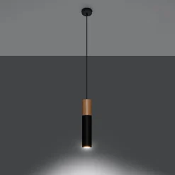 Lampe suspendue en acier/bois 1 ampoule 3000K - 8x8x105cm Sollux