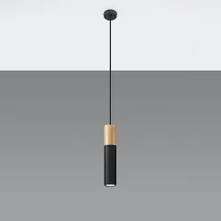 Lampe suspendue en acier/bois 1 ampoule 3000K - 8x8x105cm Sollux