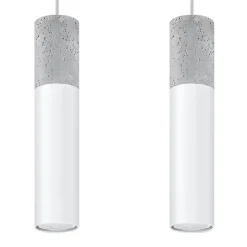 Lampe suspendue en acier/béton 2 lampes 30x6x90cm Sollux