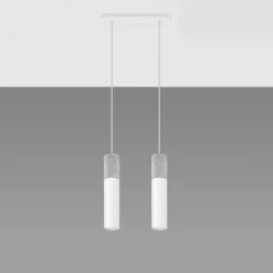 Lampe suspendue en acier/béton 2 lampes 30x6x90cm Sollux