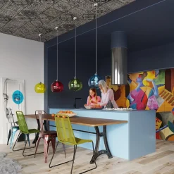 Lampe suspendue en acier/verre 1 lampes 30x30x120cm Sollux