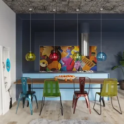 Lampe suspendue en acier/verre 1 ampoule 4000K - 30x30x120cm Sollux