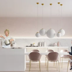 Lampe suspendue en acier/verre 1 ampoule 4000K - 40x40x130cm Sollux