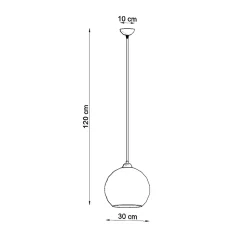 Lampe suspendue en acier/verre 1 ampoule 4000K - 30x30x120cm Sollux