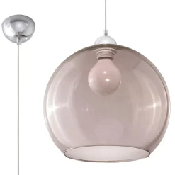 Lampe suspendue en acier/verre 1 ampoule 4000K - 30x30x120cm Sollux