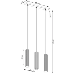 Lampe suspendue en aluminium 3 lampes 45x6.5x98cm Sollux