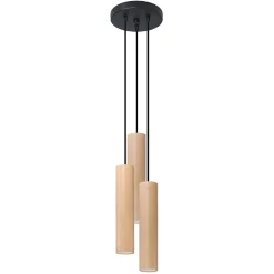 Lampe suspendue en bois 3 lampes 20x20x100cm Sollux
