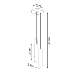 Lampe suspendue en bois 3 lampes 20x20x100cm Sollux