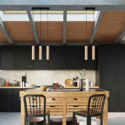 Lampe suspendue en bois 3 lampes 20x20x100cm Sollux