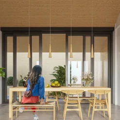 Lampe suspendue en bois 1 ampoule 3000K - 8x8x120cm Sollux