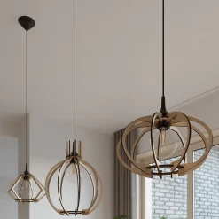 Lampe suspendue en bois 1 lampes 27.5x27.5x90cm Sollux